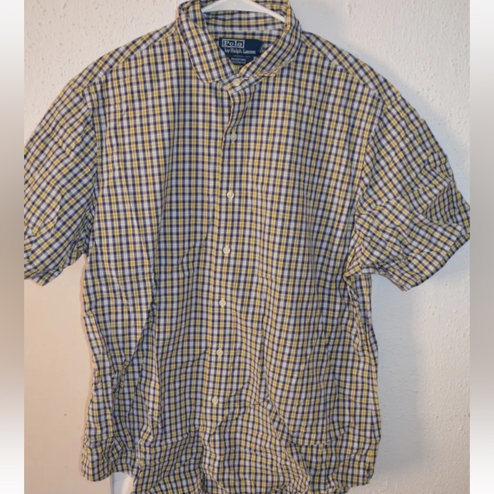 Polo Ralph Lauren Button Up Short Sleeve Shirt Plaid Multicolor Mens SZ L
